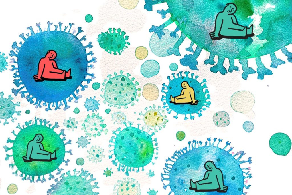 Иллюстрация коронавируса в колониях, где все боятся заболеть