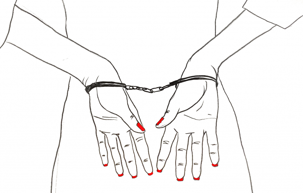 Девушка в наручниках. Александр Кобринский, по рассказам пострадавших, надевал на них наручники и порол без их согласия