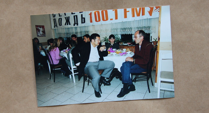 Alexander Gordon with Vladimir Solovyov at a charitable event in an orphanage, early 2000s