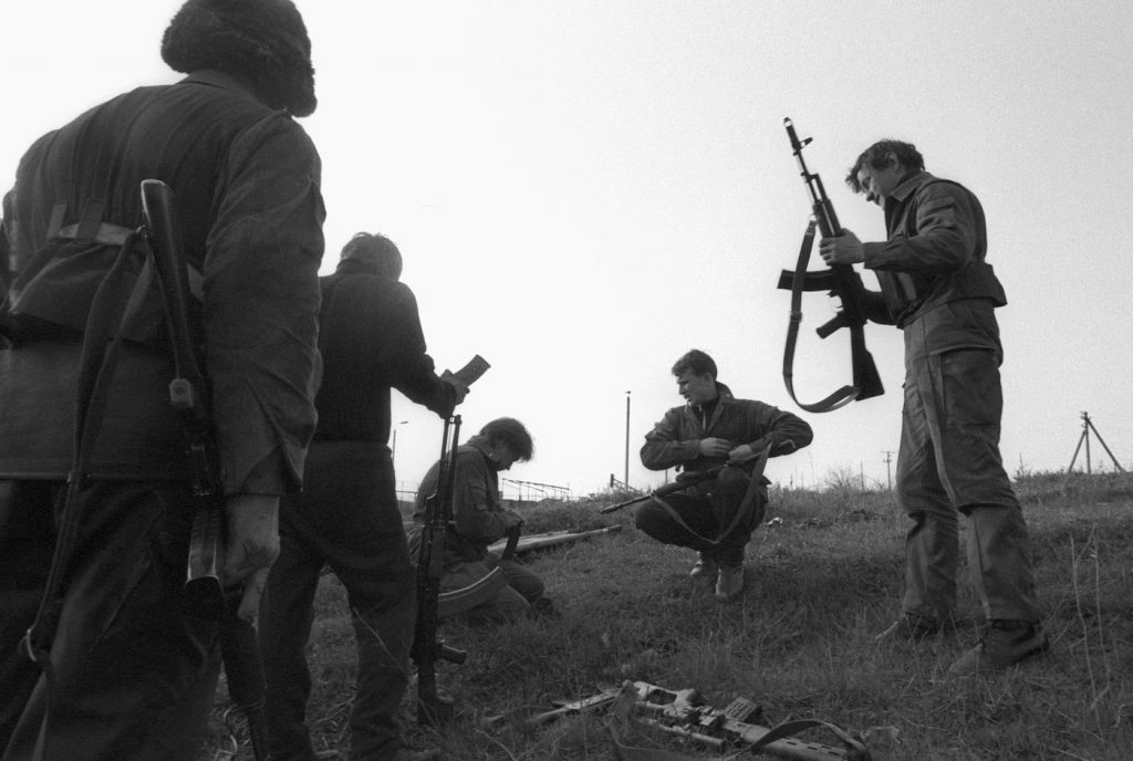 Transnistrian soldiers before battle. April 1992