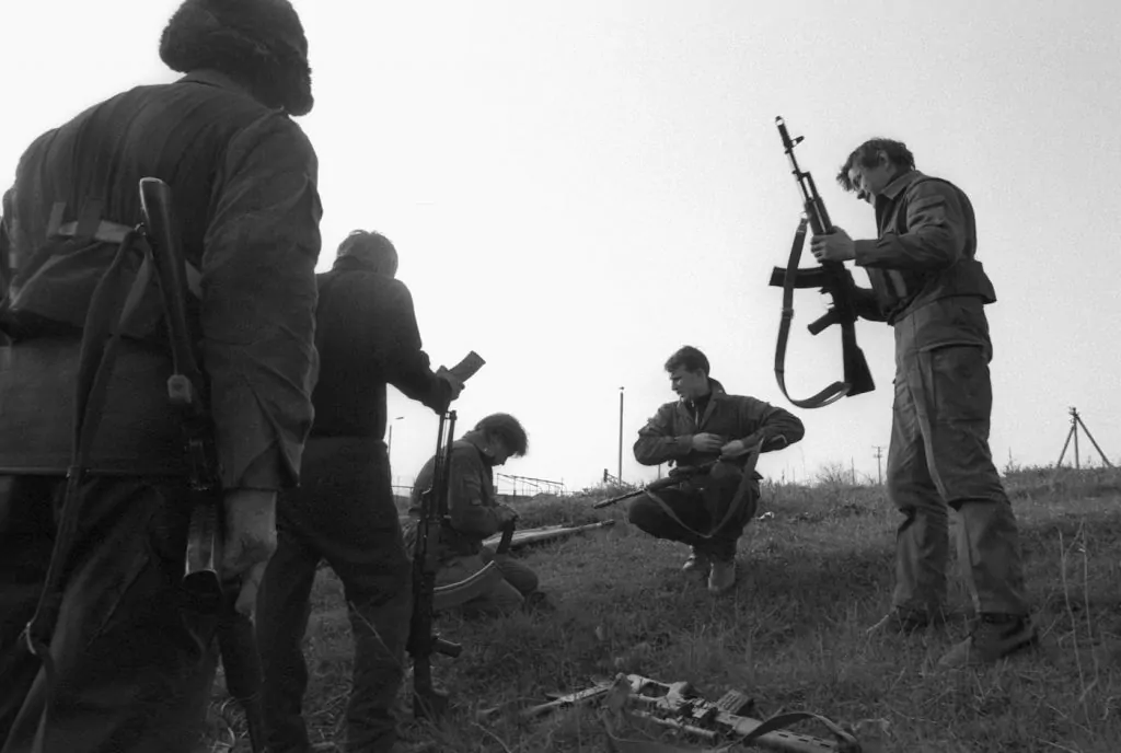 Transnistrian soldiers before battle. April 1992