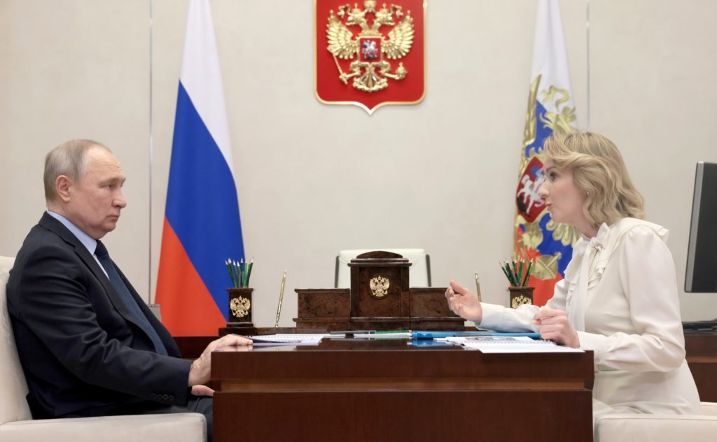 A meeting between Putin and Maria Lvova-Belova. February 16, 2023 — the ICC issued an arrest warrant for them