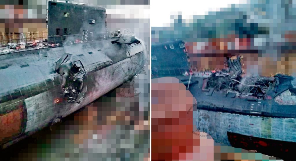 Расследовали из CIT опубликовали фотографии подлодки «Ростов-на-Дону» с повреждениями, полученными в результате атаки по Севастополю