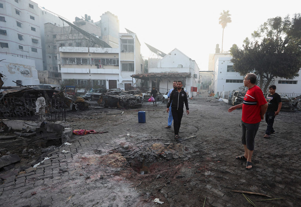 Удар по больнице Аль-Ахли в Газе. Место, куда, предположительно, где случился удар