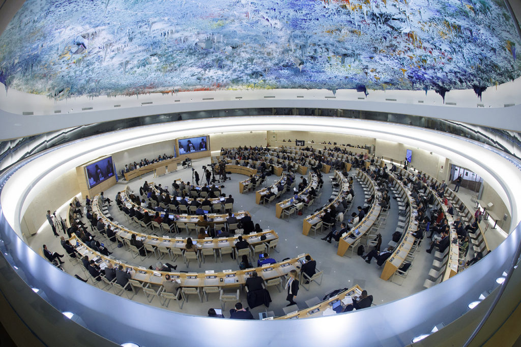 Сессия совета по правам человека в Европейской штаб-квартире Организации Объединенных Наций в Женеве, Швейцария. Борис Бондарев