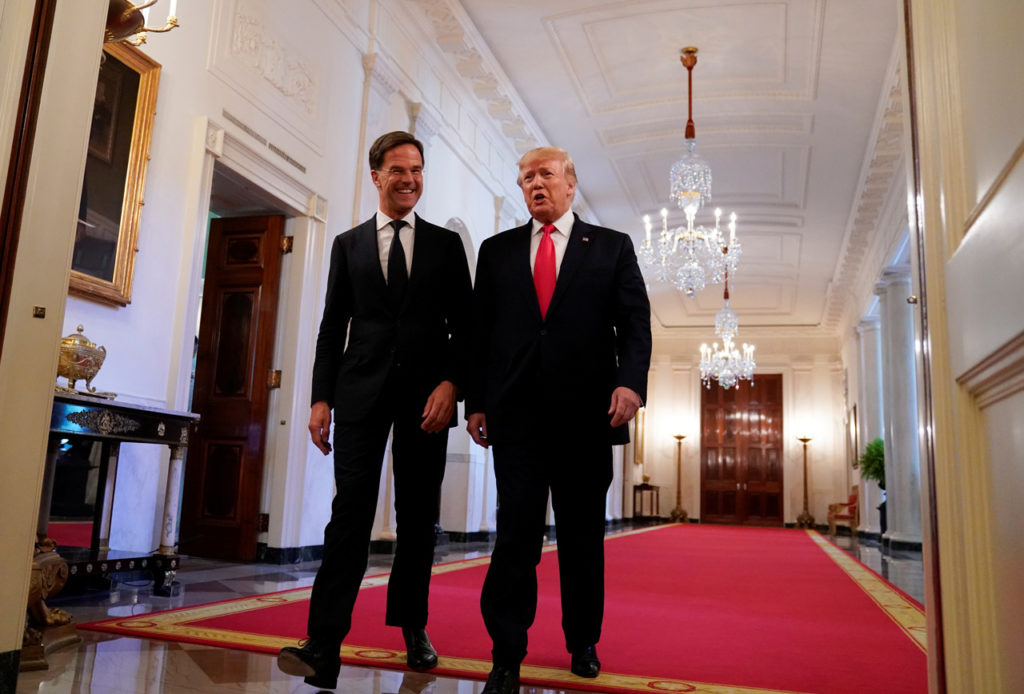Марк Рютте и Дональд Трамп в Белом доме в Вашингтоне, США